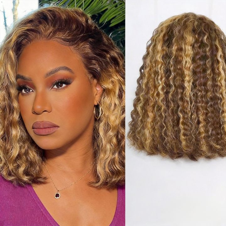 13x4 Water Wave Bob Human Hair Wig 