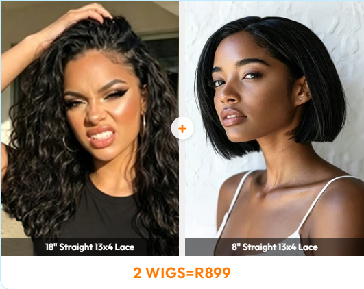 Ocean Hair Combo 13x4 Water Wave Bob 14 Inch and Straight Bob 8 Inch
