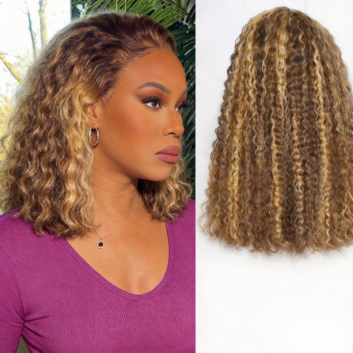 13x4 Water Wave Bob Human Hair Wig 