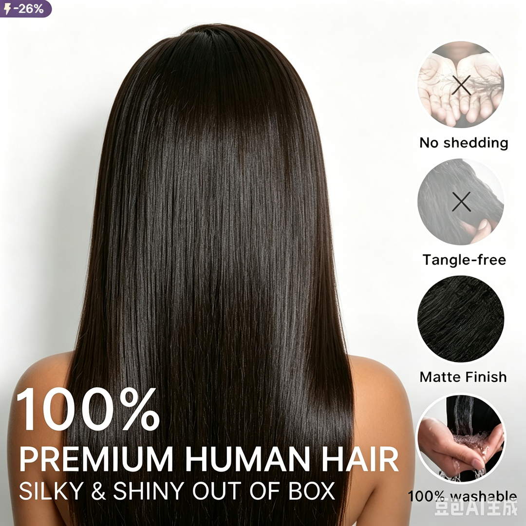 Ocean Hair 360 Lace Free Part Straight Wig Natural Black 20-28 Inch