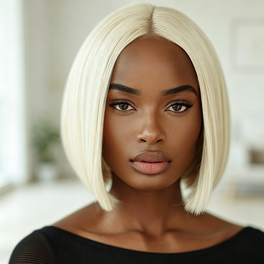 13x4 Bob Straight Double Drawn Human Hair Wig Lace Front Colorful Wig 