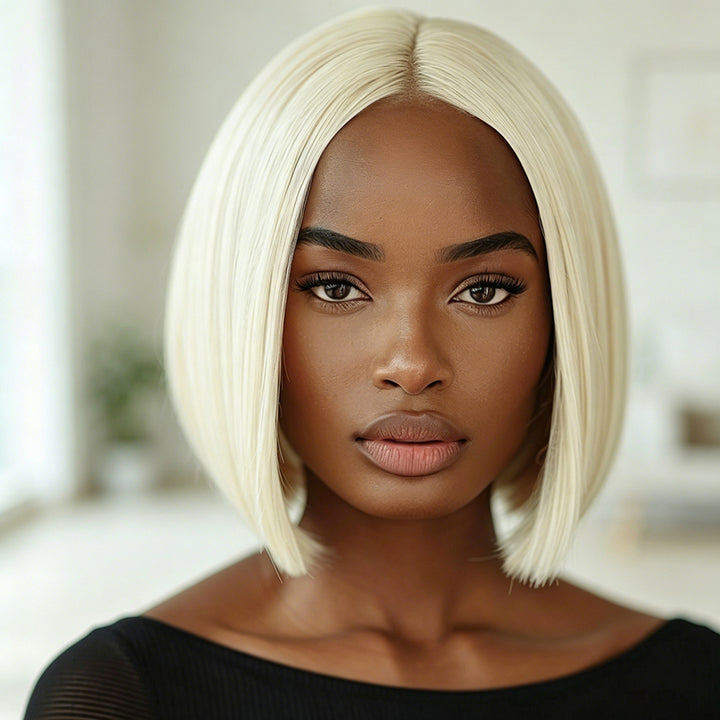 13x4 Bob Straight Double Drawn Human Hair Wig Lace Front Colorful Wig 