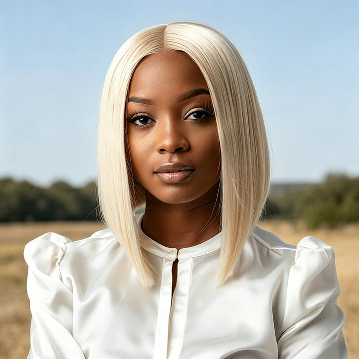 13x4 Bob Straight Double Drawn Human Hair Wig Lace Front Colorful Wig 
