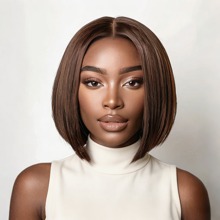 13x4 Bob Straight Double Drawn Human Hair Wig Lace Front Colorful Wig 