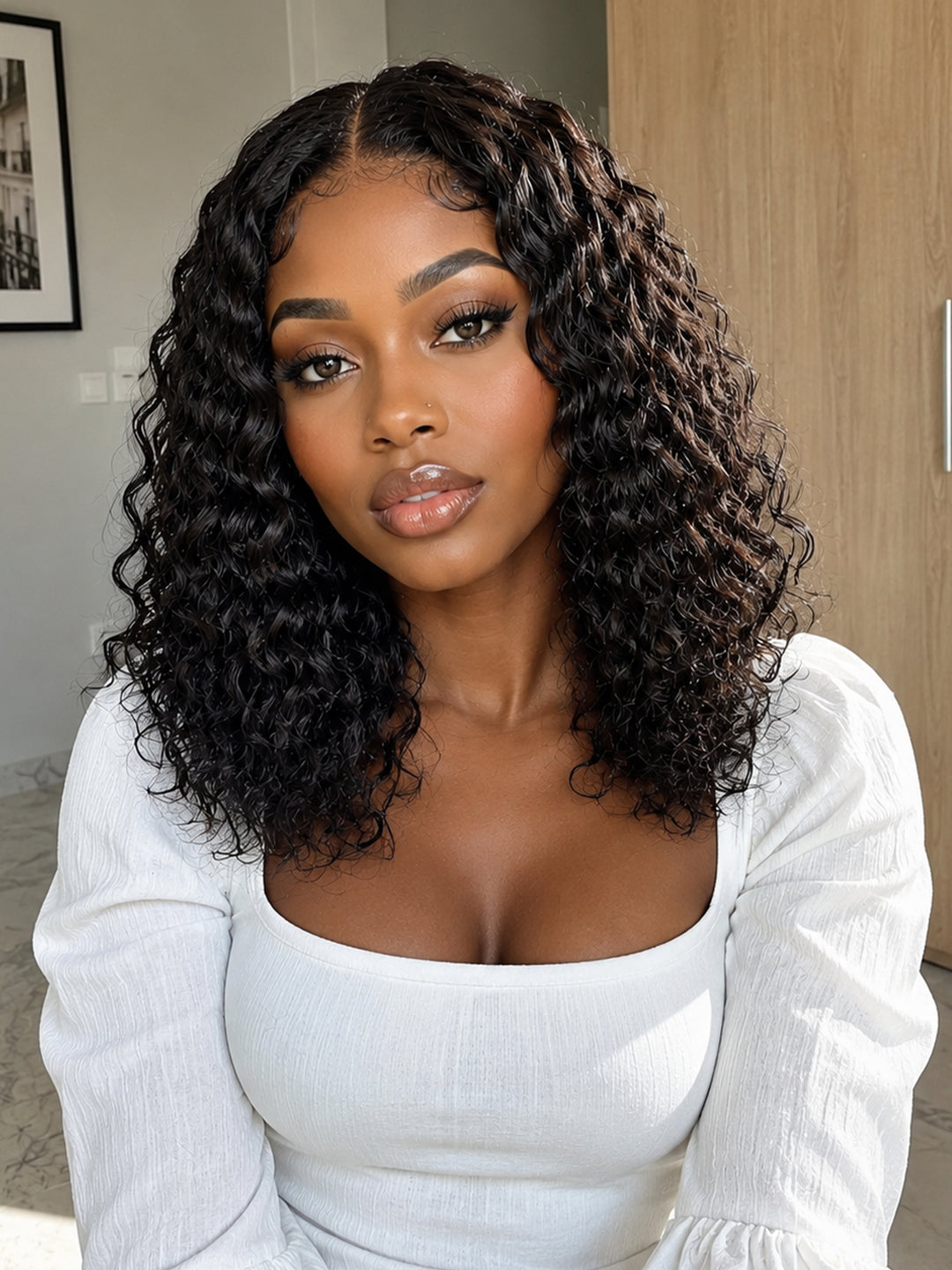 Ocean Hair 4x4 Water Wave Glueless Wig Natural Black 12 Inch