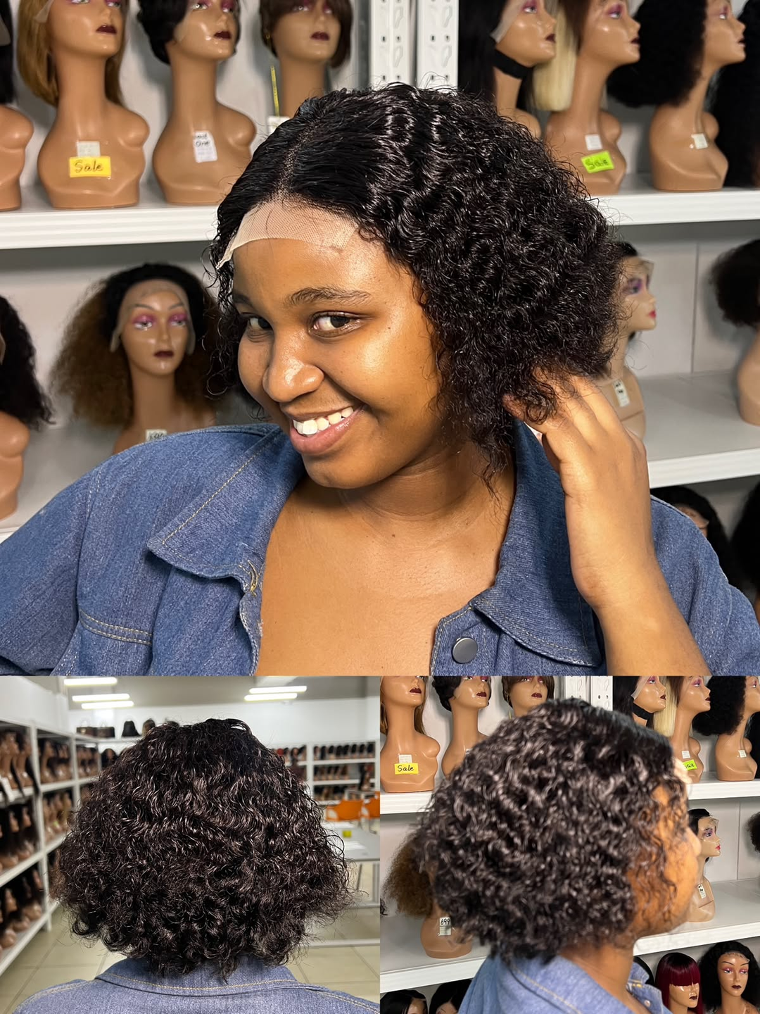 Ocean Hair 4x4 Water Wave Glueless Wig Natural Black 12 Inch