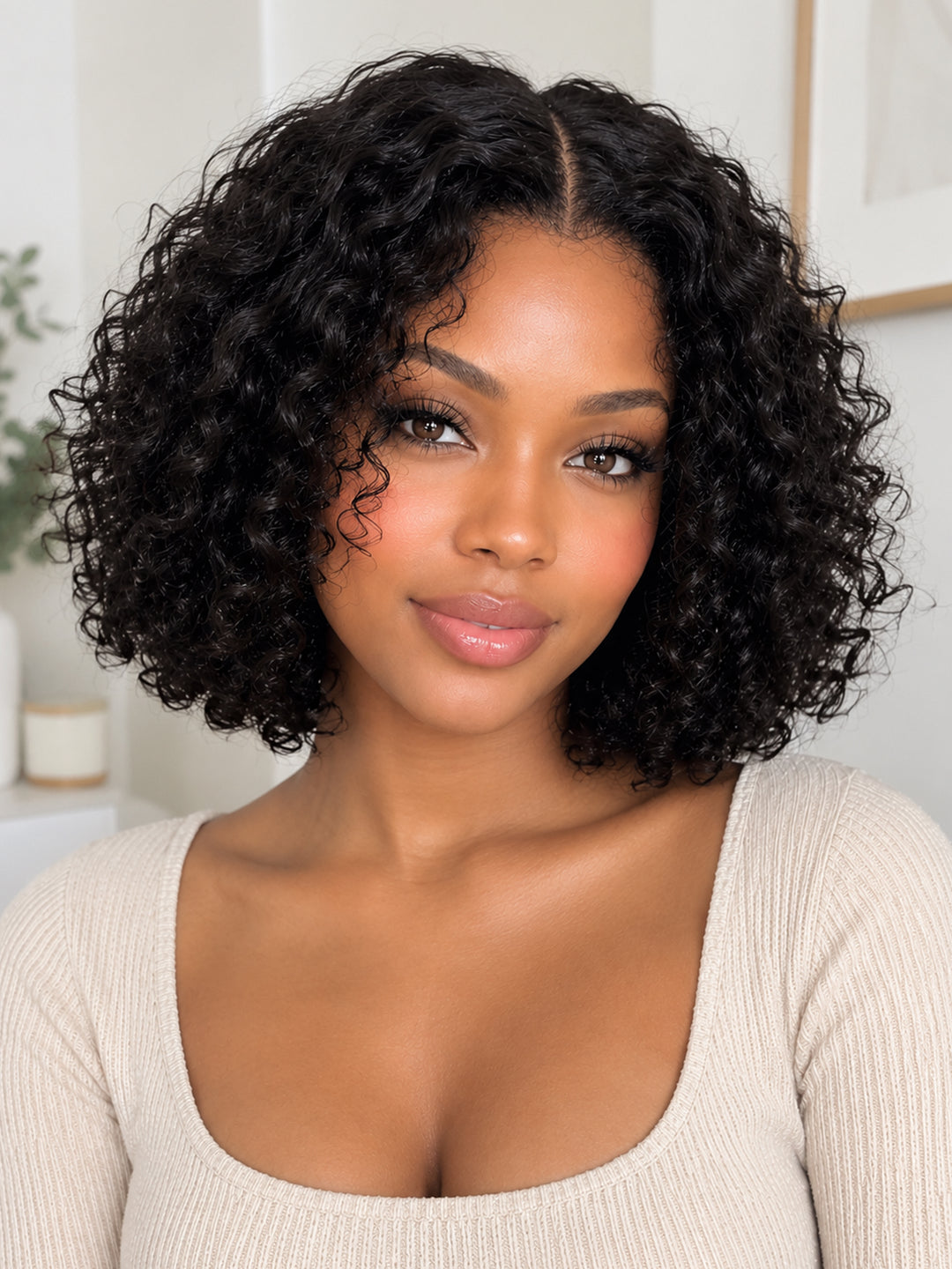 Ocean Hair 4x4 Water Wave Glueless Wig Natural Black 12 Inch