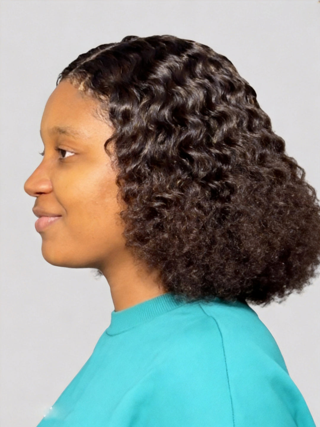 Ocean Hair Glueless Water Wave Bob Jerry Curl Bob 4x4 Double Drawn Wig