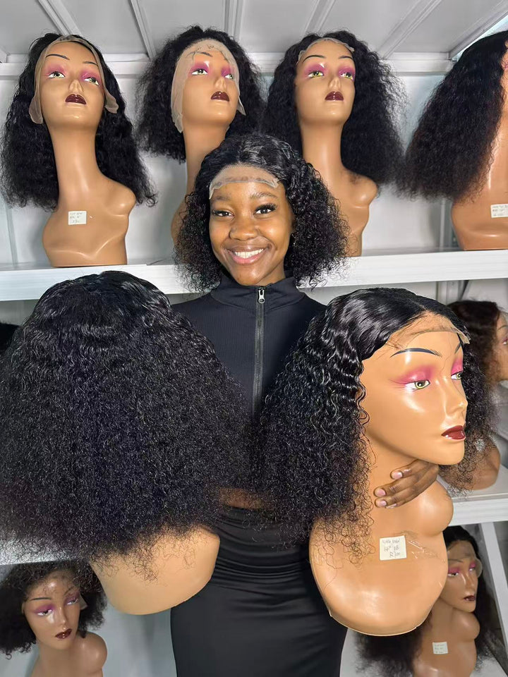 Ocean Hair | 4X4 DD Jerry Curl Lace Closure Wig Color 1B