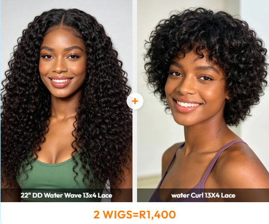 Special Combo | Ocean Hair 13x4 Double Drawn Water Wave 22 Inch + 13x4 Water Curl Wig Natural Black