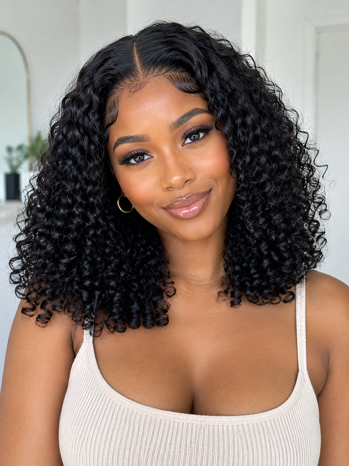 Ocean Hair | 4X4 DD Jerry Curl Lace Closure Wig Color 1B