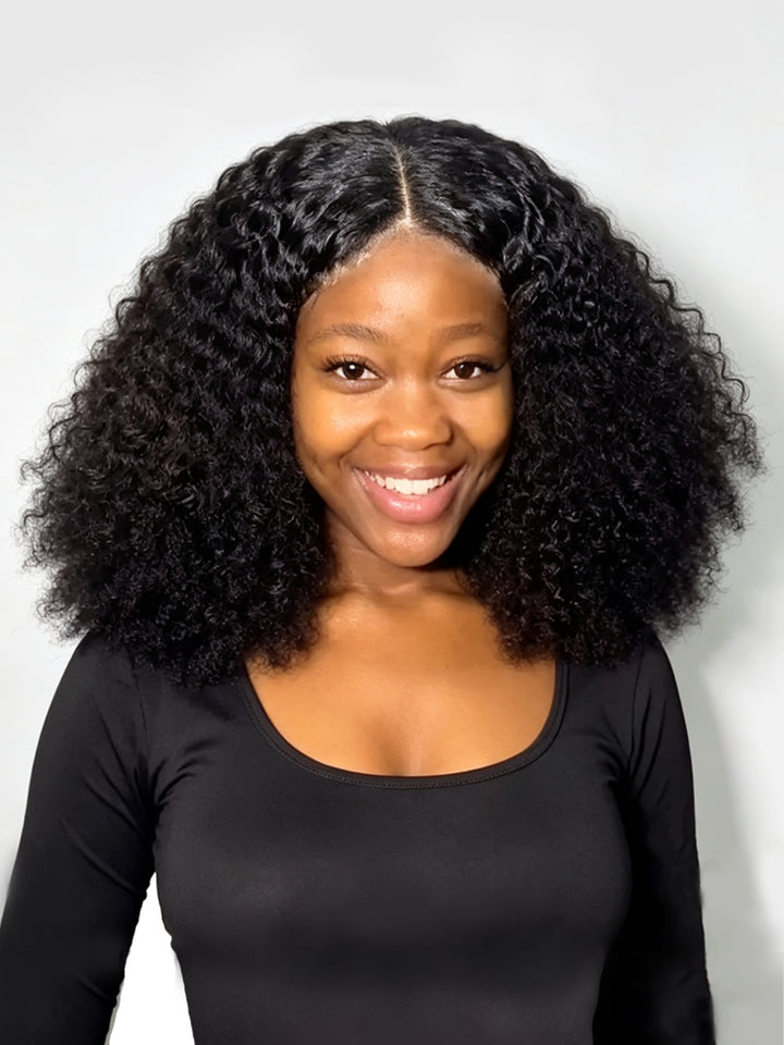 Ocean Hair FUMI Water Wave Jerry Curl Glueless Wig 4x4 SDD Black Color