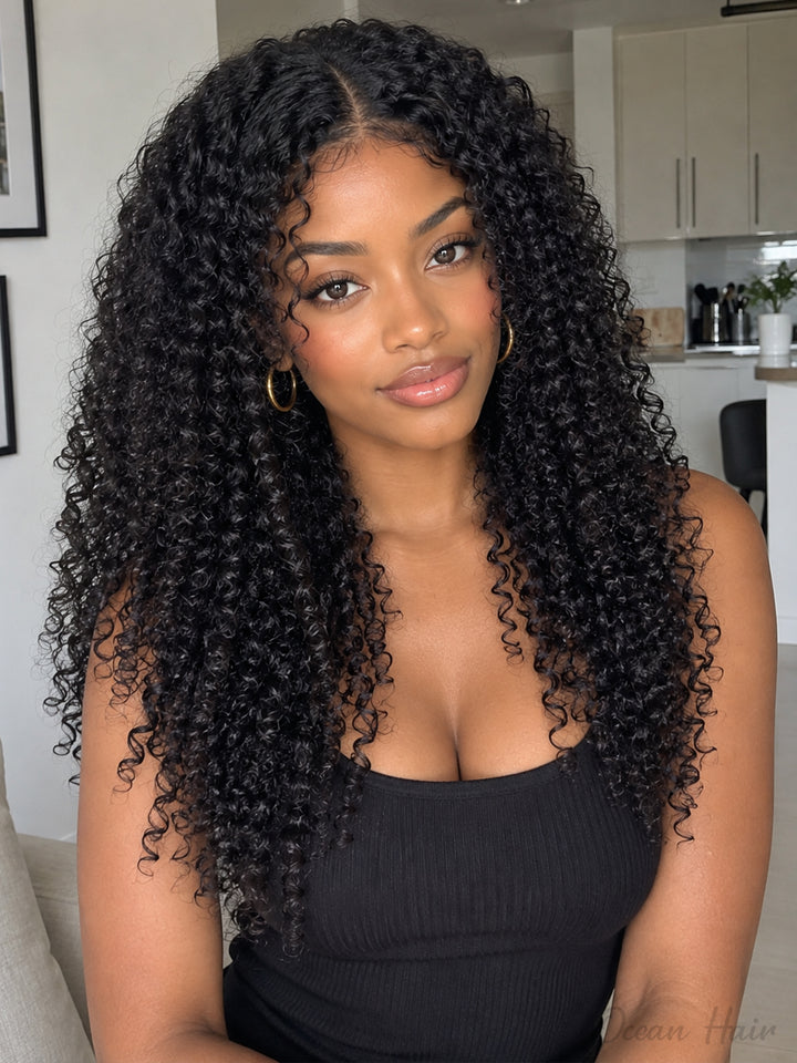 Special | Ocean Hair Jerry Curl 4x4 Glueless Wig 1B Natural Black Color