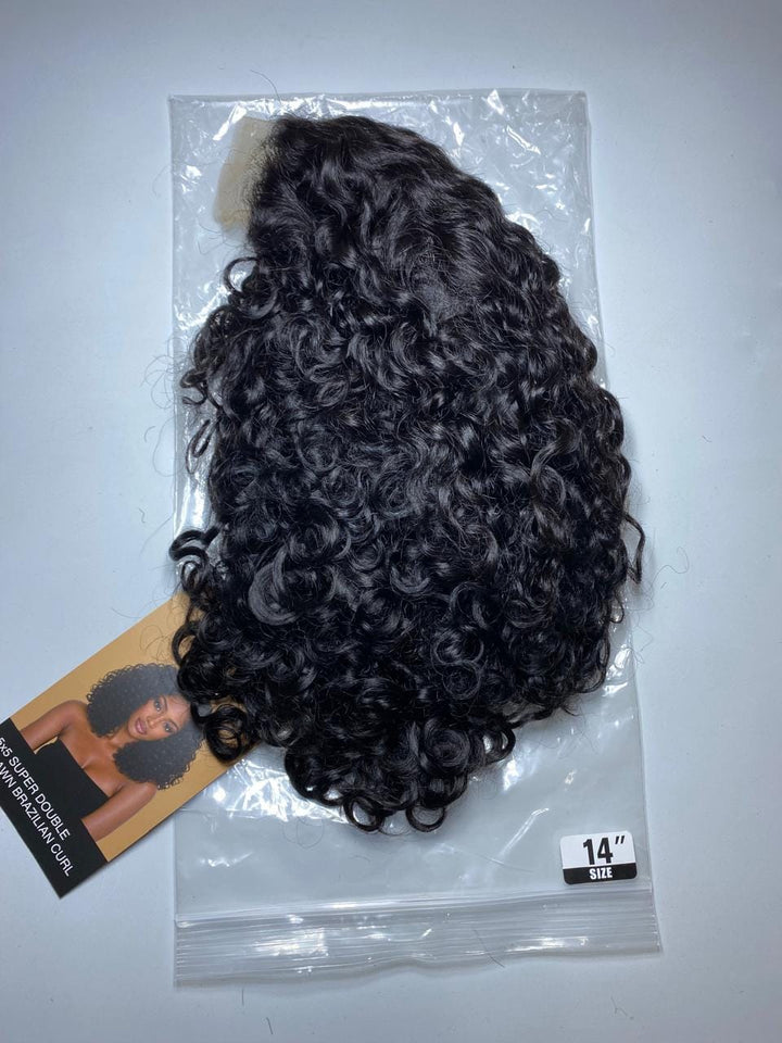 Ocean Hair Brazilian Curl 4x4 Glueless SDD Wig Natural Black 14 Inch