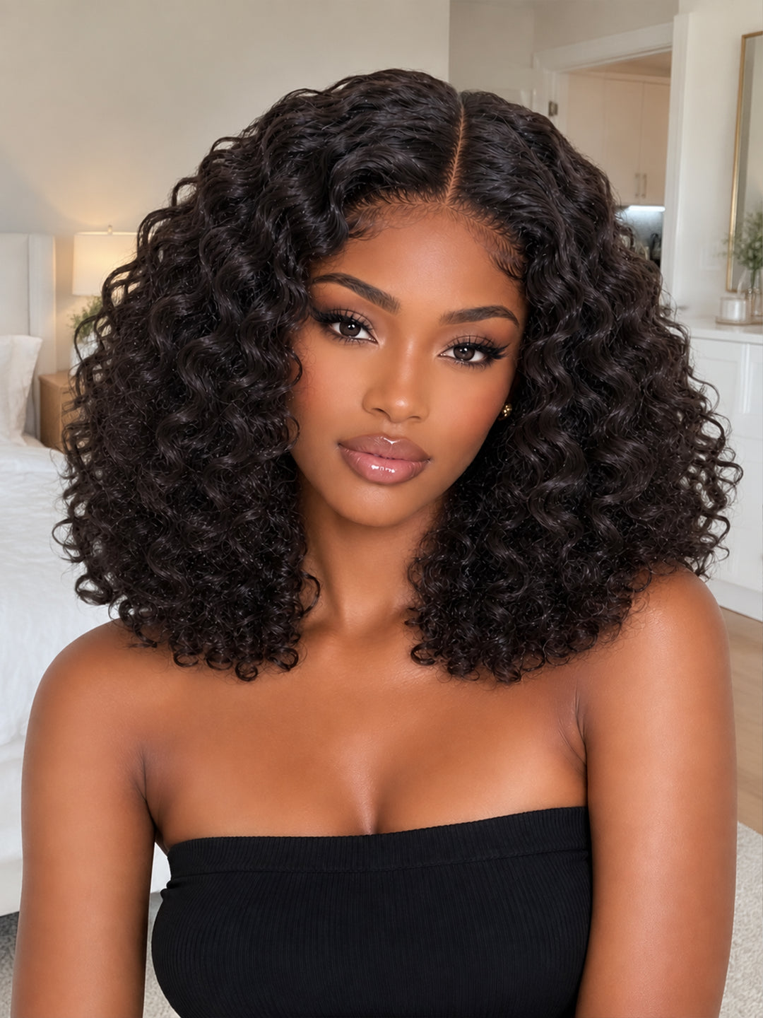 Ocean Hair Brazilian Curl 4x4 Glueless SDD Wig Natural Black 14 Inch