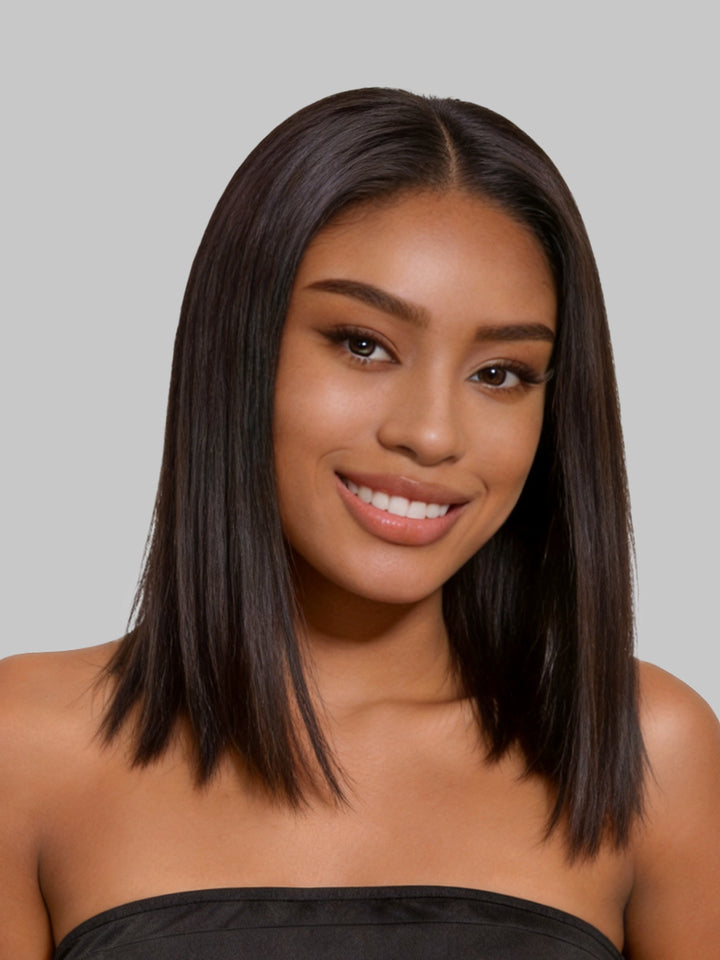 Special | Hair Natural Black Bob Straight Wig 4x4 Glueless Double Drawn 10 to 16 Inch