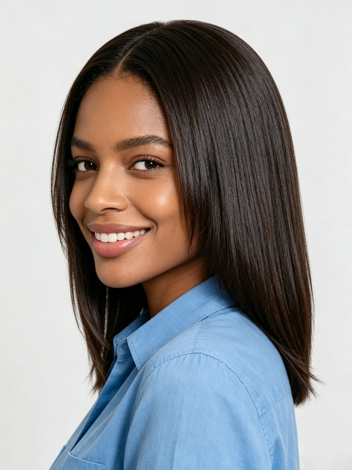 Ocean Hair Black Straight Bob Wig 4x4 Glueless Double Drawn 10-16 Inch