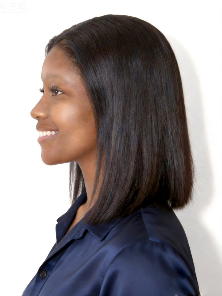 Ocean Hair Glueless Straight Bob 5x5 Lace Closure Double Drawn Black Wig