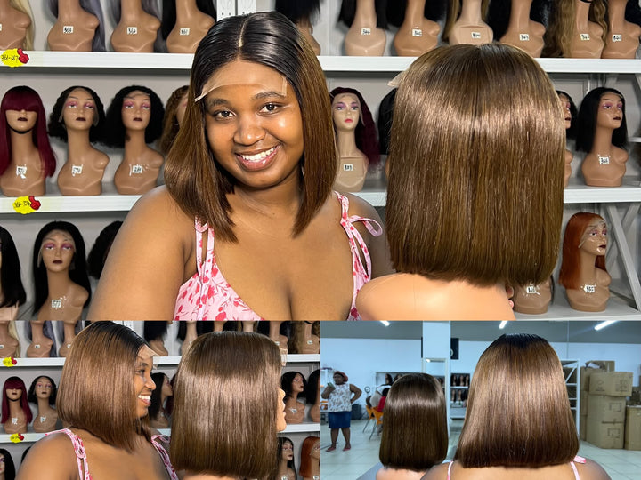 Ocean Hair Donor Hair Straight Bob Glueless 5x5 Lace SDD Wig 8-12 Inch