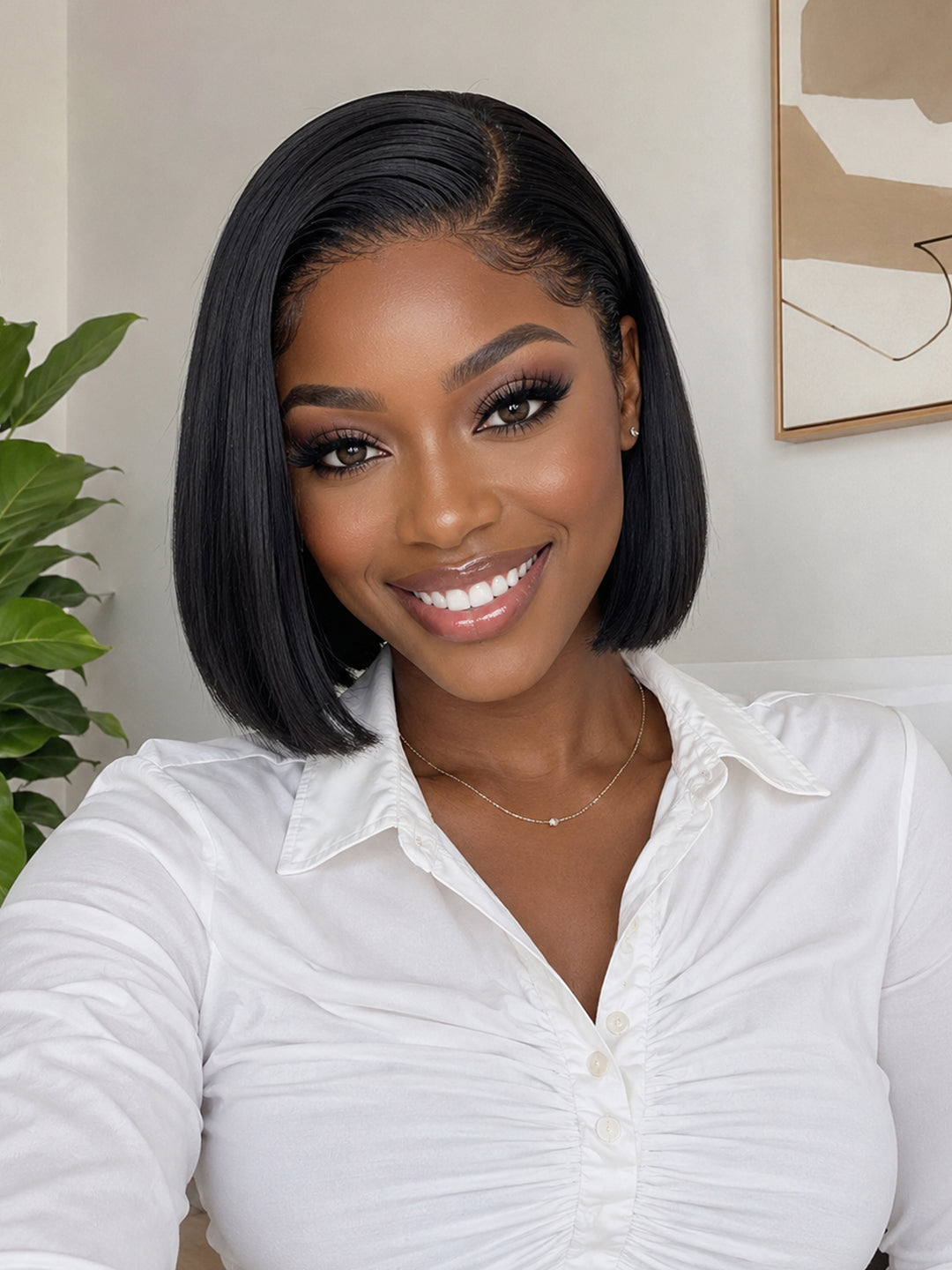 Ocean Hair C-Part Straight Glueless Wig 5x5 Double Drawn Bob