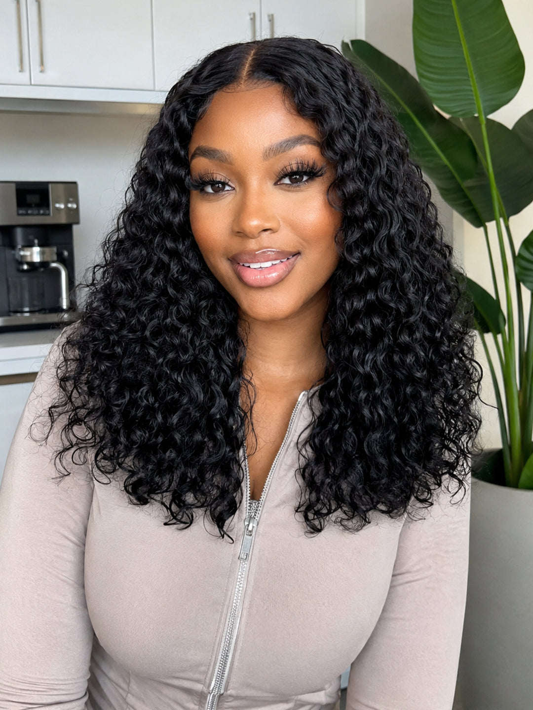 Ocean Hair 5x5 Double Drawn Water Wave Glueless Bob Wig Black Color Wig