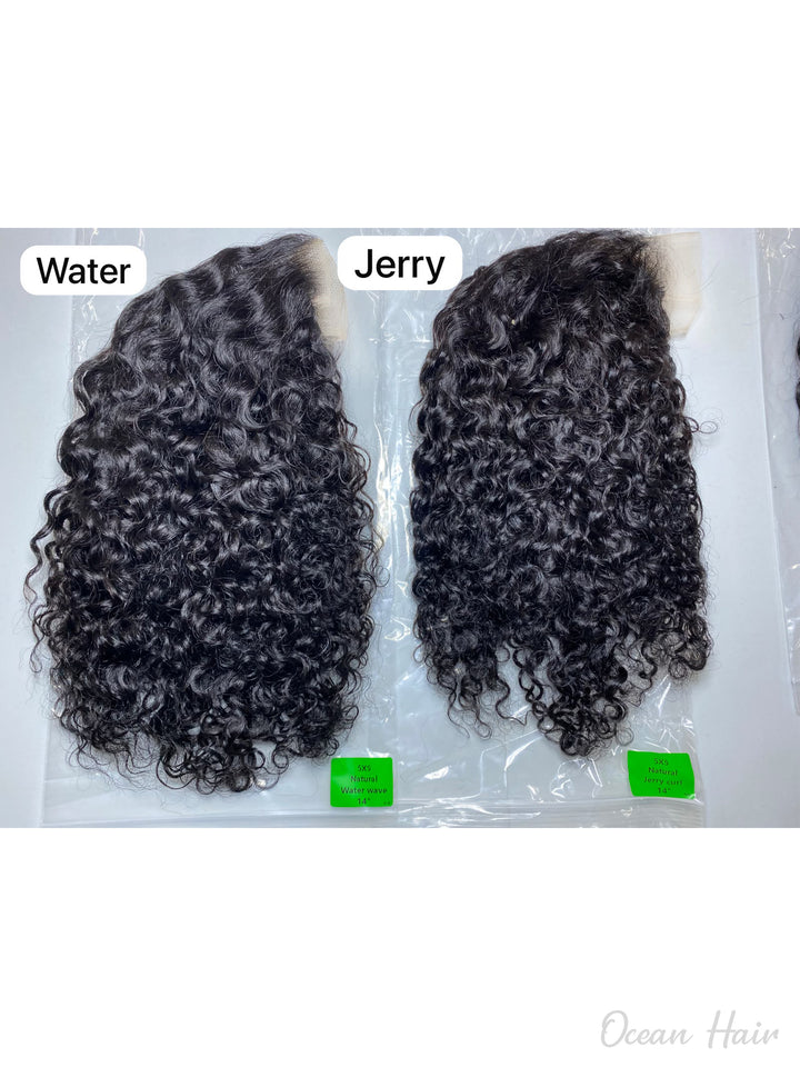 Ocean Hair Special 5x5 Glueless Curly Wig Water Wave Jerry Curl Black Color Wig