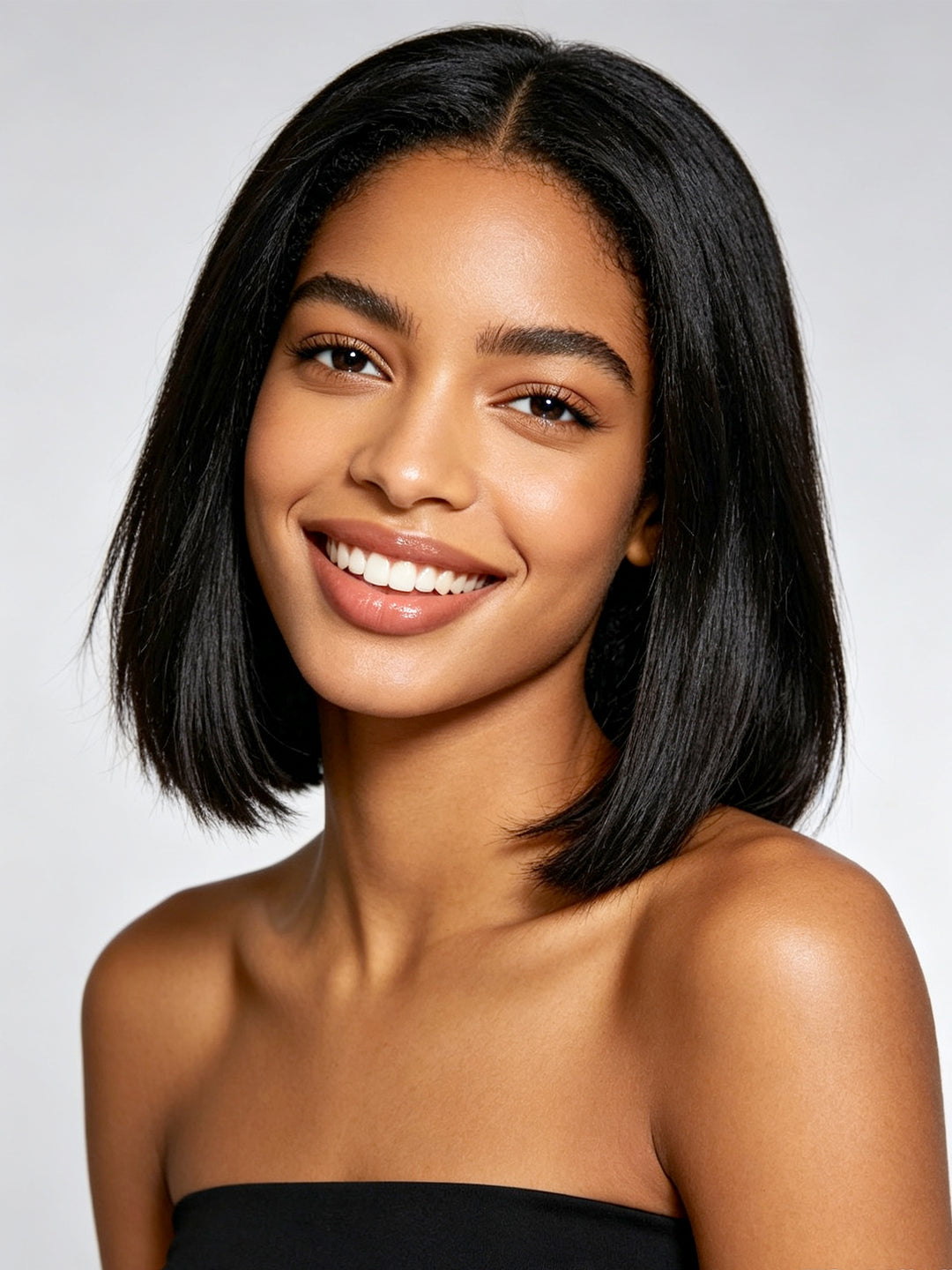 Ocean Hair Wear and Go Glueless Straight Black Bob 5x5 Lace Closure 