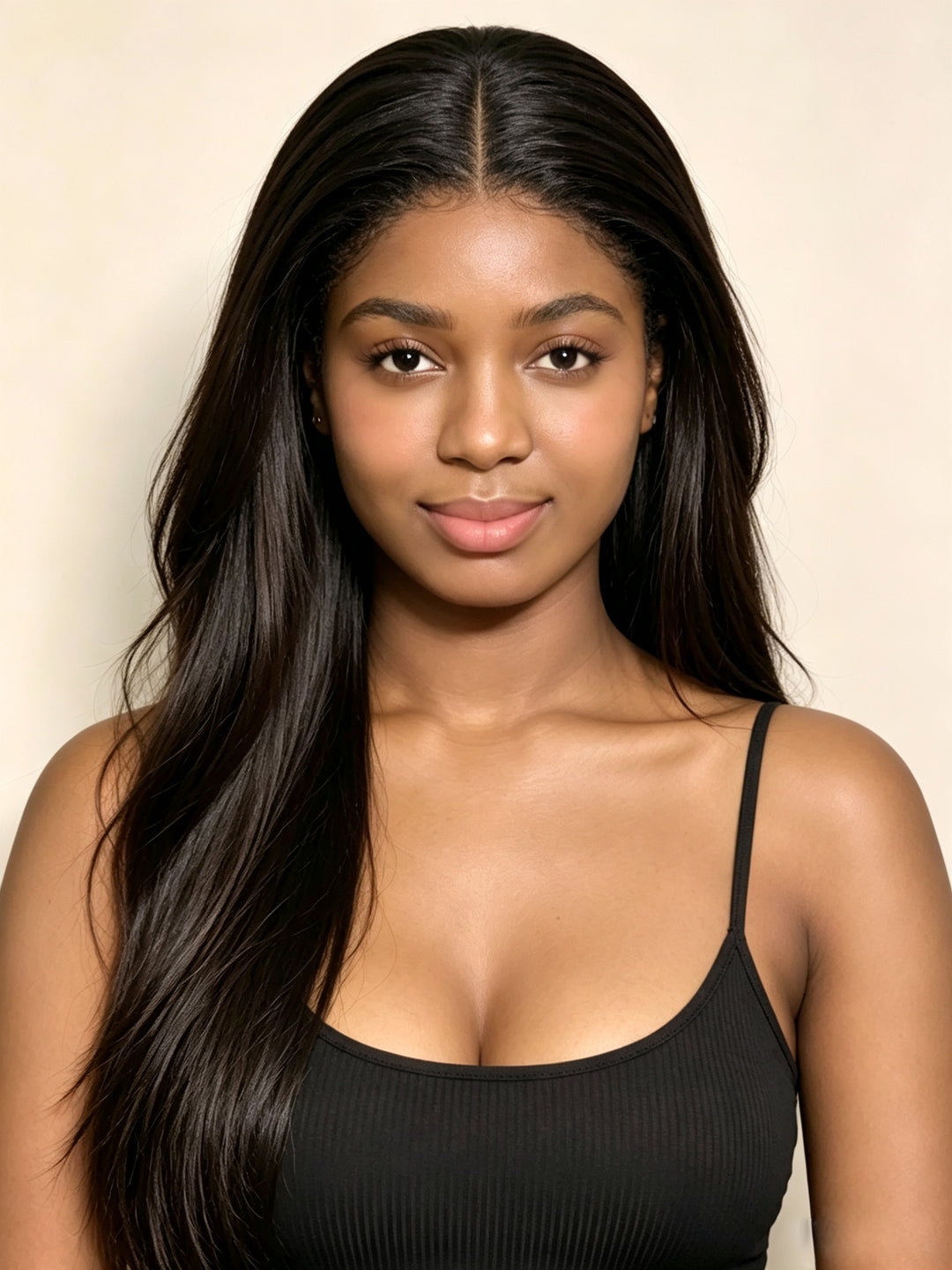 Ocean Hair Straight Glueless Wig 6x4 Lace Natural Black Color 24 Inch