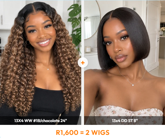 Combo 13x4 Water Wave 24 Inch 1B/Chocolate + 13x4 DD Straight 8Inch Black Human Hair Wigs