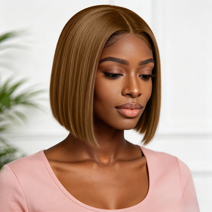 13x4 Double Drawn Bob Straight Human Hair Wig 