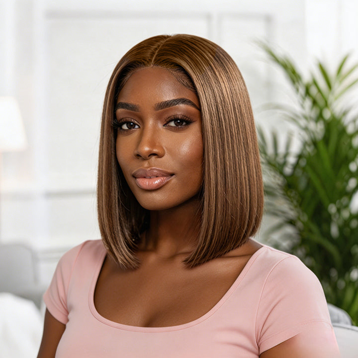 13x4 Double Drawn Bob Straight Human Hair Wig 