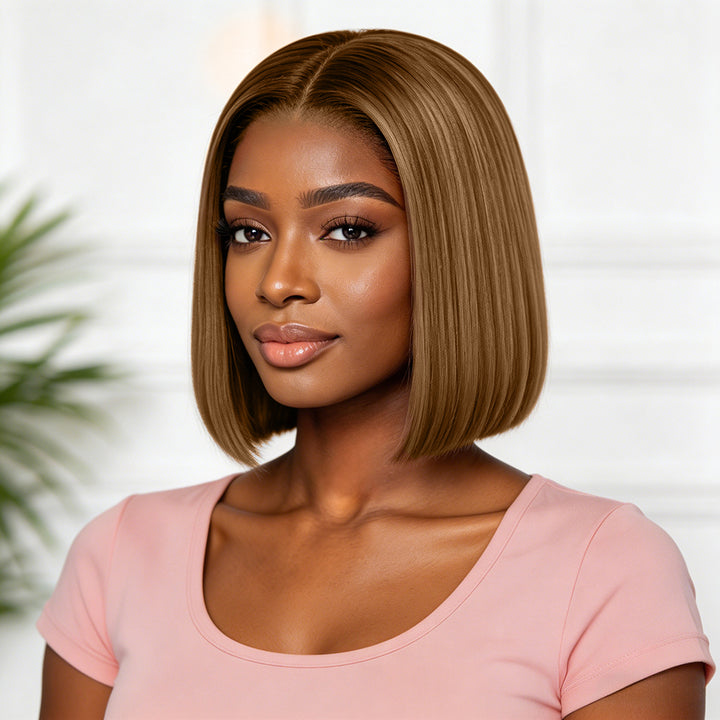 13x4 Double Drawn Bob Straight Human Hair Wig 