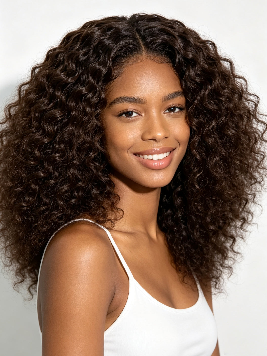 Ocean Hair Water Wave 13x4 Lace Front Brown Chocolate Color Wig 20 Inch