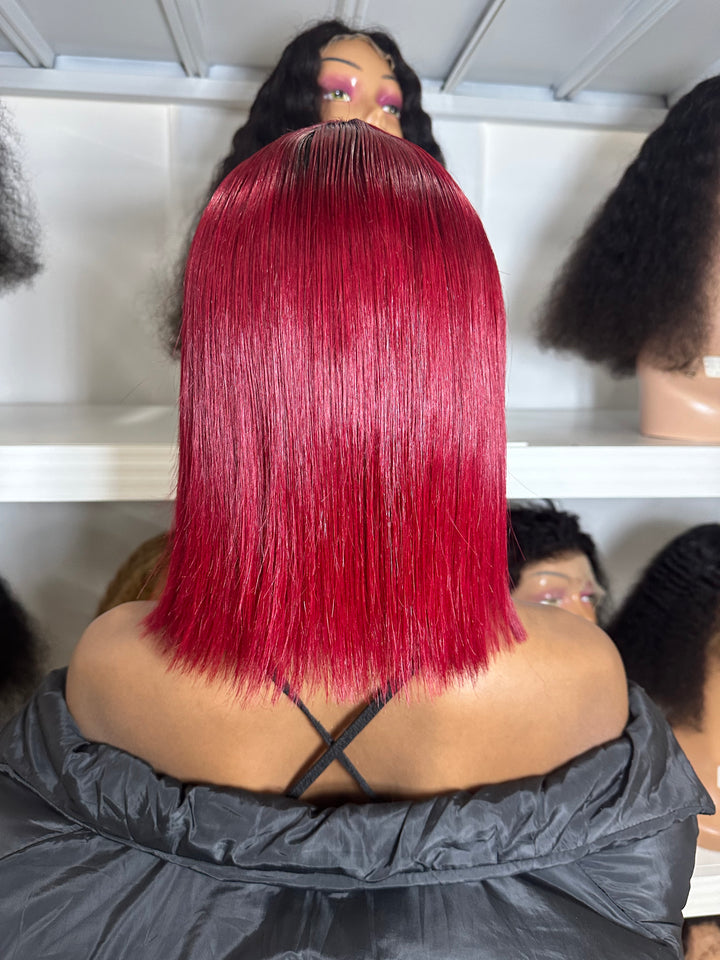 Ocean Hair Fringe Straight Wig 1B/99J | Natural Black Burgundy Ombre