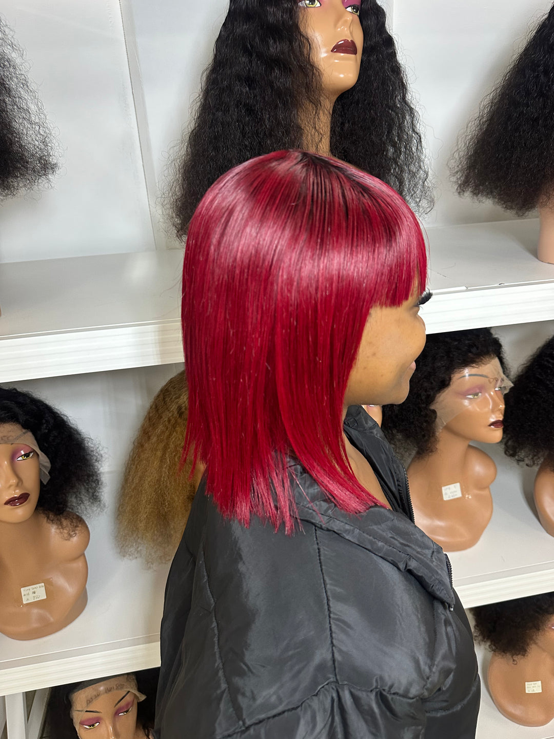 Ocean Hair Fringe Straight Wig 1B/99J | Natural Black Burgundy Ombre