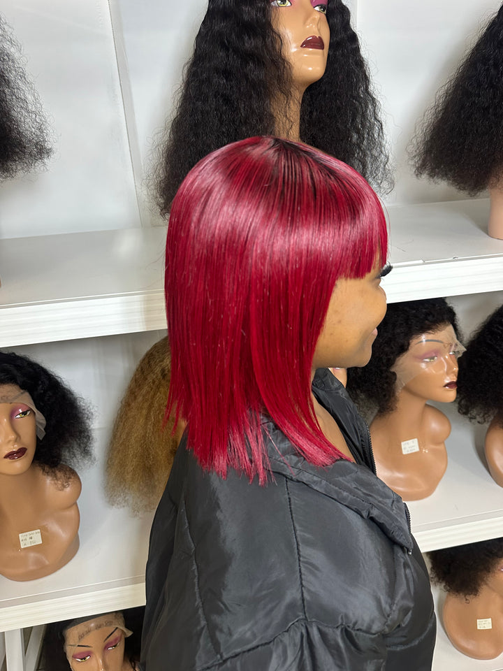 Ocean Hair Fringe Straight Wig 1B/99J | Natural Black Burgundy Ombre