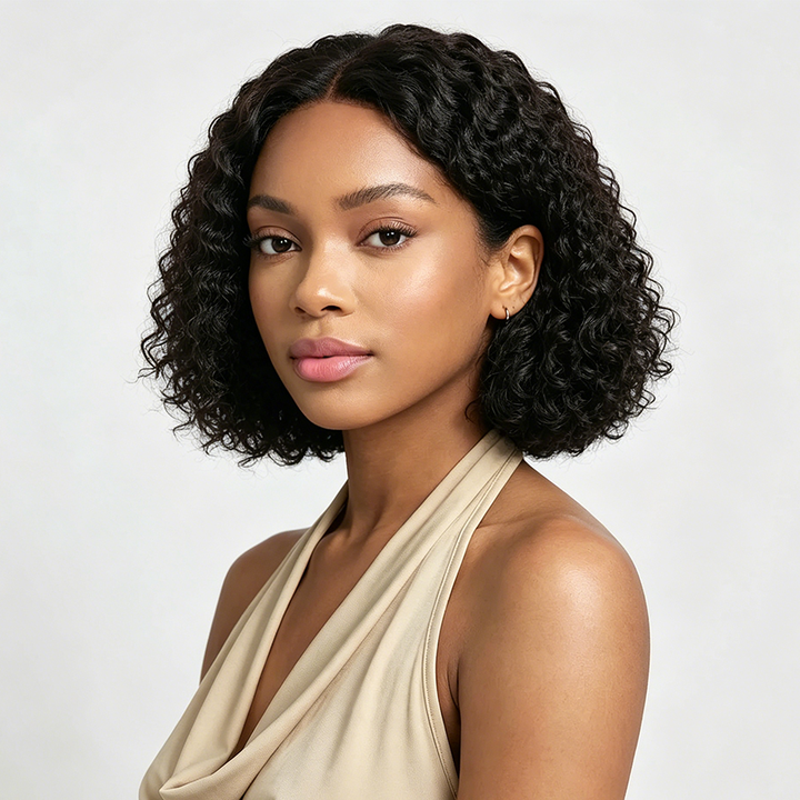 Ocean Hair 4x4 Lace Water Wave Glueless Wig Natural Black 10-16 Inch
