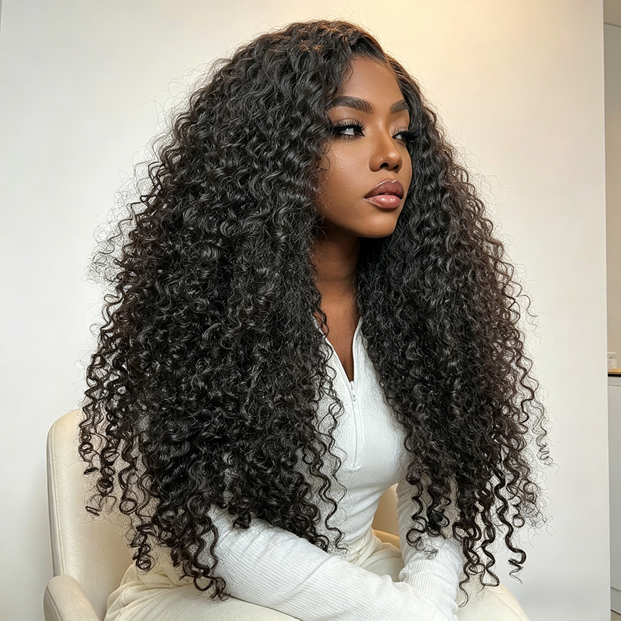 Ocean Hair 13x4 Jerry Curl Lace Front Wig Natural Black Color 18-30 Inch