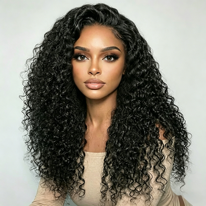 Ocean Hair 13x4 Jerry Curl Lace Front Wig Natural Black Color 18-30 Inch