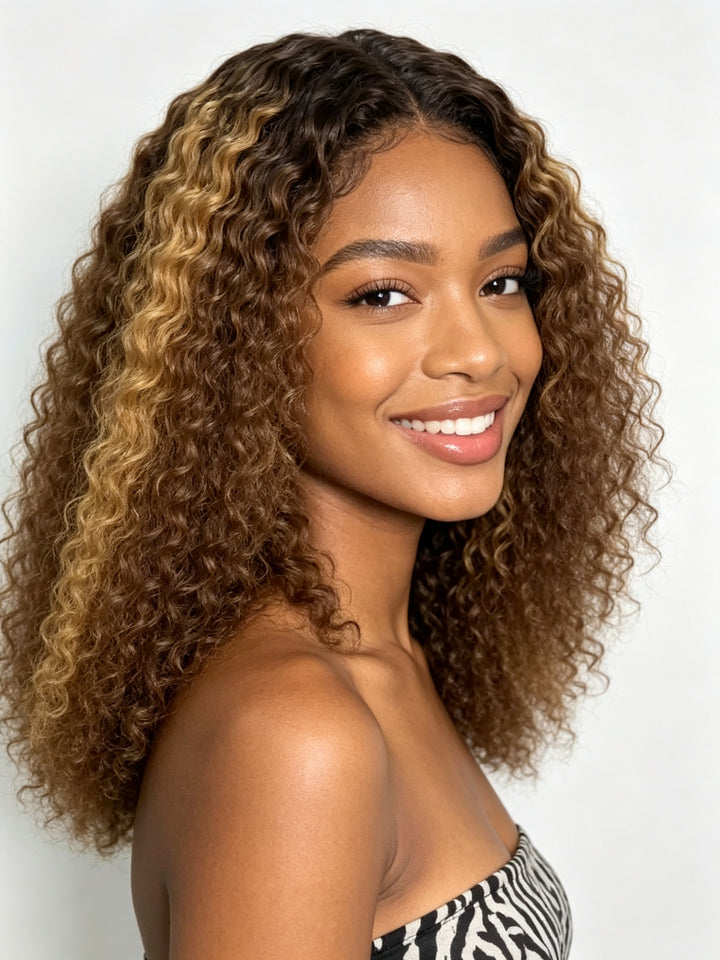 Ocean Hair 13x4 Water Wave Lace Front Wig 4/27 Piano Color Long Hair Wig