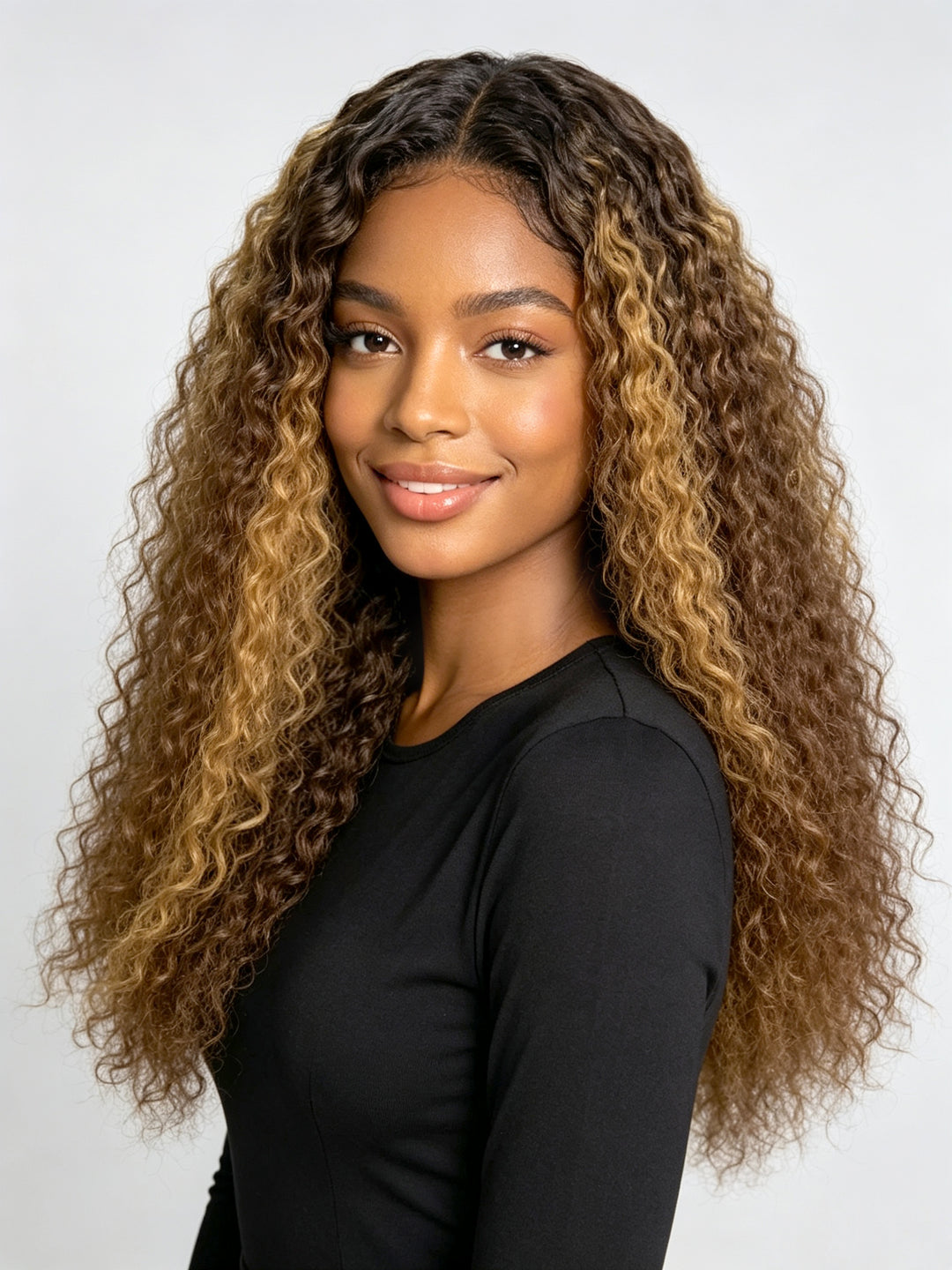 Ocean Hair 13x4 Water Wave Lace Front Wig 4/27 Piano Color Long Hair Wig