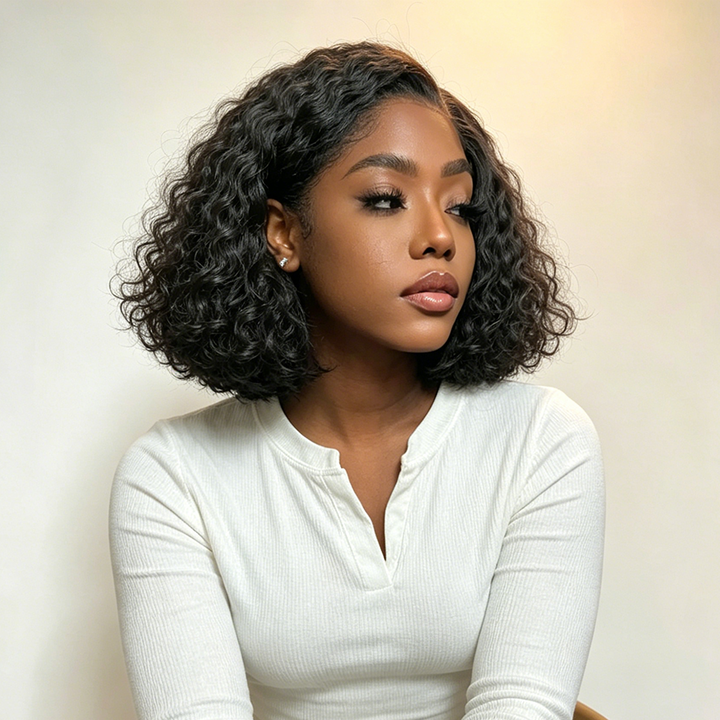 Ocean Hair 4x4 Lace Water Wave Glueless Wig Natural Black 10-16 Inch
