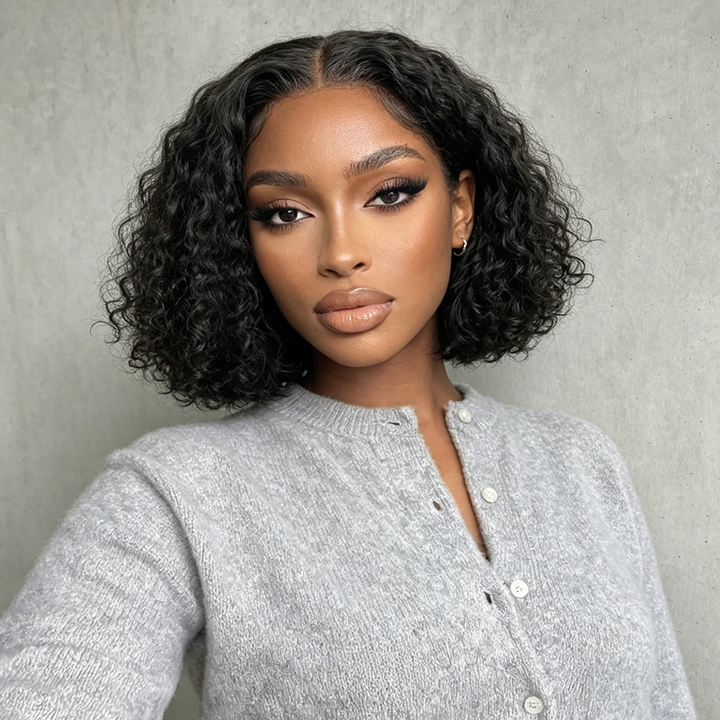 Ocean Hair 4x4 Lace Water Wave Glueless Wig Natural Black 10-16 Inch