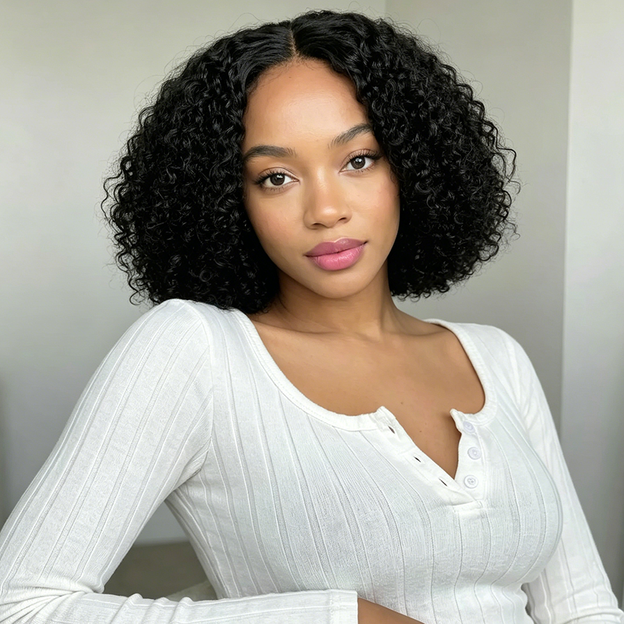 Ocean Hair 4x4 Lace Water Wave Glueless Wig Natural Black 10-16 Inch