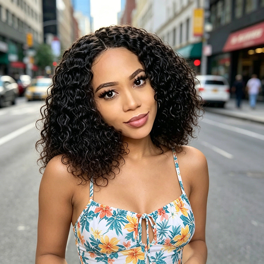 Ocean Hair 4x4 SDD Water Wave Glueless Bob Wig Natural Black Color