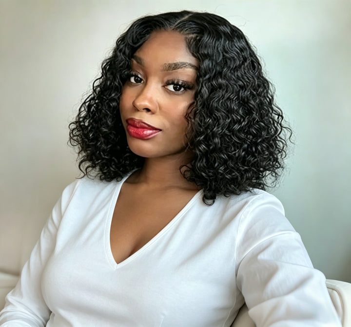 Ocean Hair 4x4 SDD Water Wave Glueless Bob Wig Natural Black Color