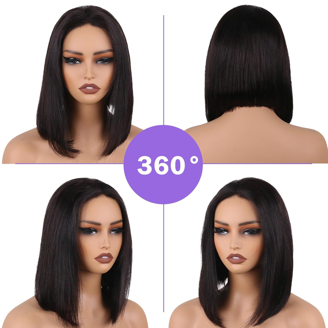 Ocean Hair 4x4 Straight Glueless Wig Natural Black Color 8-16 Inch
