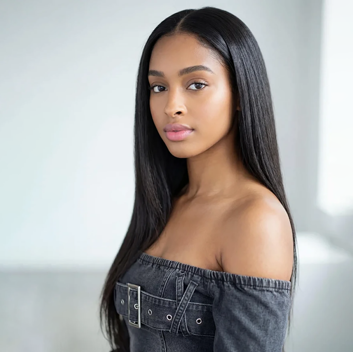 Ocean Hair 4x4 Straight Glueless Wig Natural Black Long Hair Wig 18-30 Inch