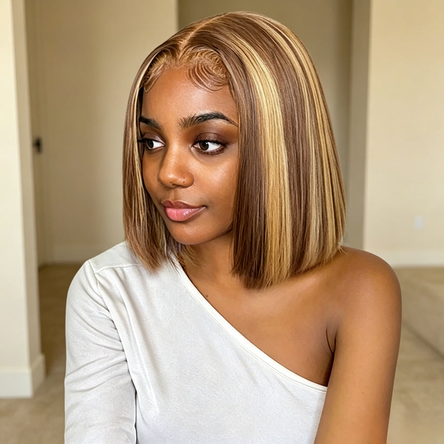Ocean Hair 6x2 SDD Straight Glueless Wig Piano #4/27 Color Bob 10-12 Inch