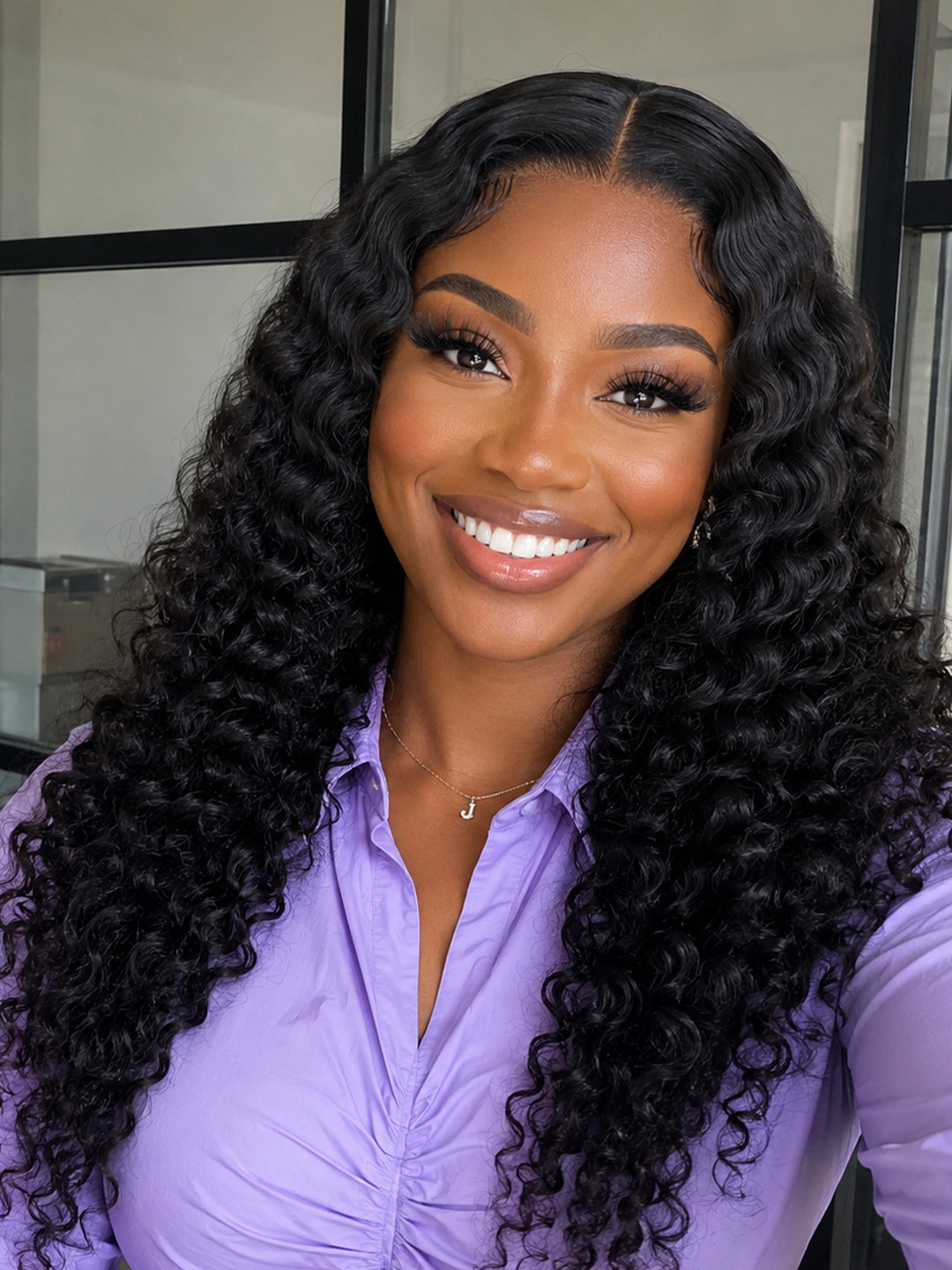 Ocean Hair Pixie Curl Water Curl SDD 13x4 Lace Front Wig Black 20 Inch
